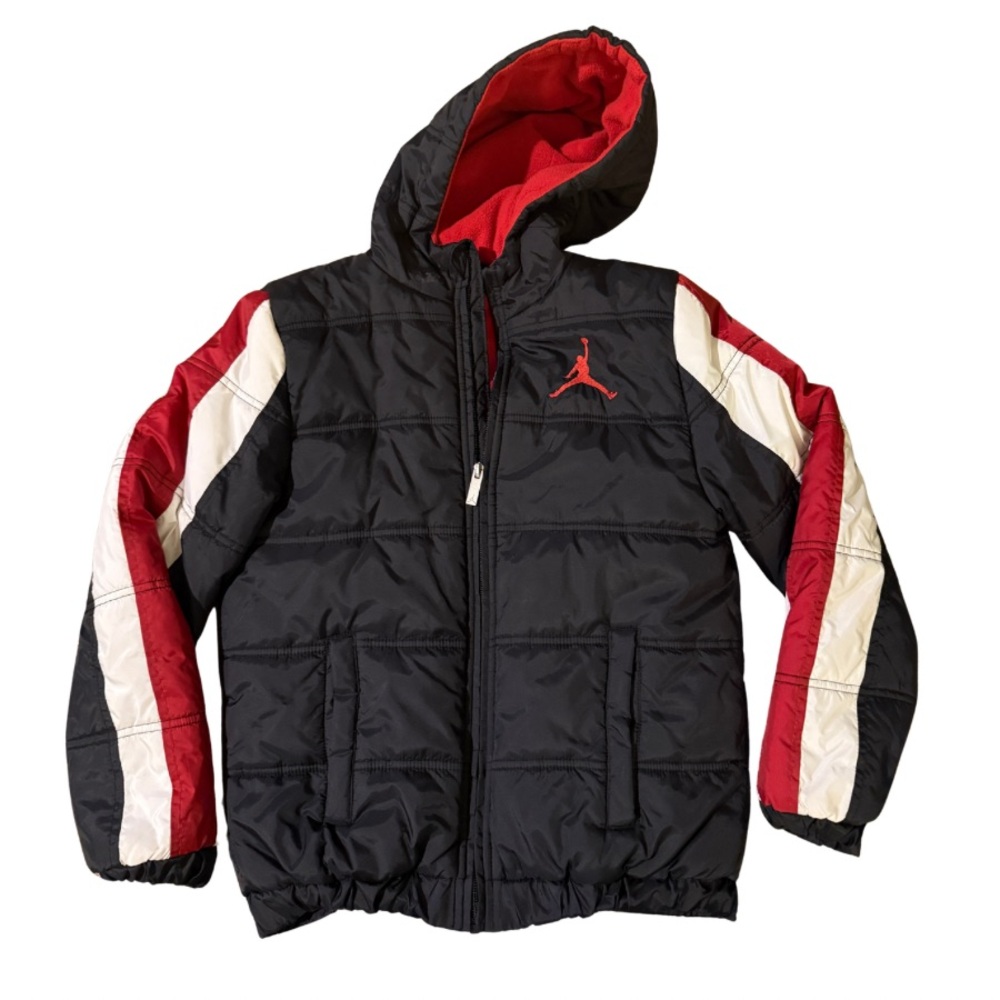 Jordan Kids Black and Red Puffer Jacket
